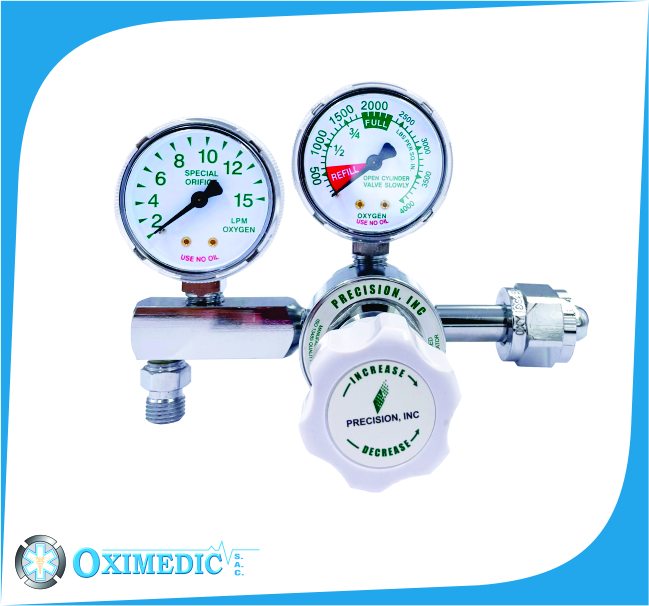 Regulador de Oxigeno de dos relojes de flujo